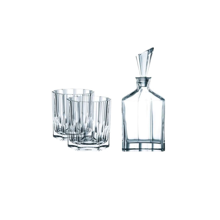 Nachtmann Aspen Crystal Whisky Decanter and Tumblers Set of 3pcs