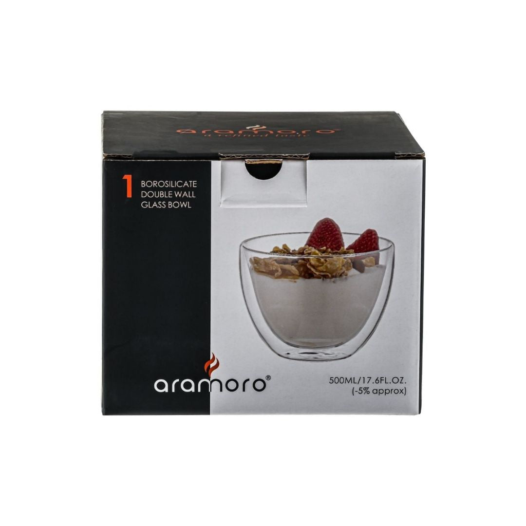 Aramoro Borosilicate Double Wall Glass Bowl