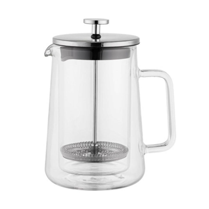 Aramoro Borosilicate Double Wall Glass Coffee & Tea Plunger With Glass Handle