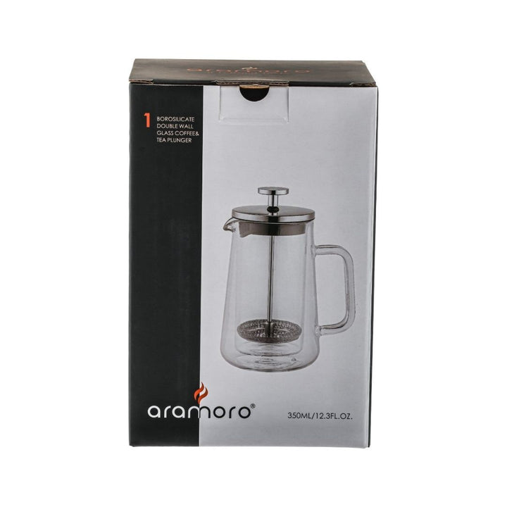 Aramoro Borosilicate Double Wall Glass Coffee & Tea Plunger With Glass Handle