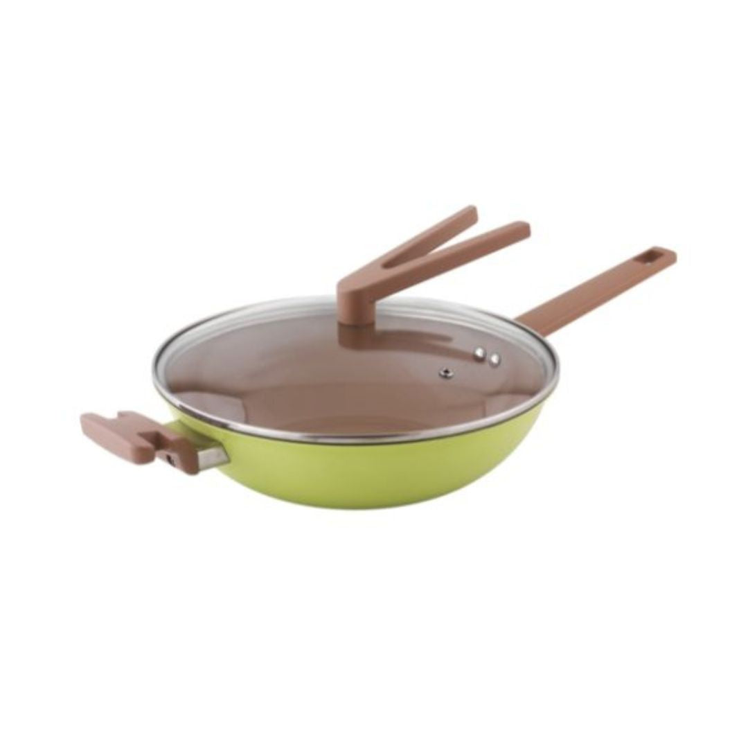 Safico Pro Aluminium Nonstick Ceramic Induction Usable Wokpan With Standable Handle