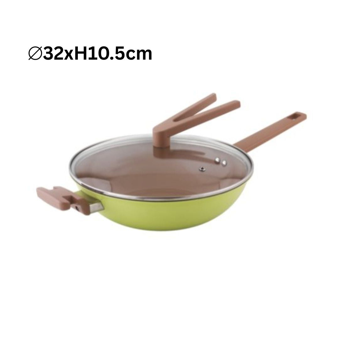Safico Pro Aluminium Nonstick Ceramic Induction Usable Wokpan With Standable Handle