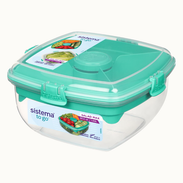 SISTEMA Salad To Go Box With Dividers Container For Dressing And Cutlery