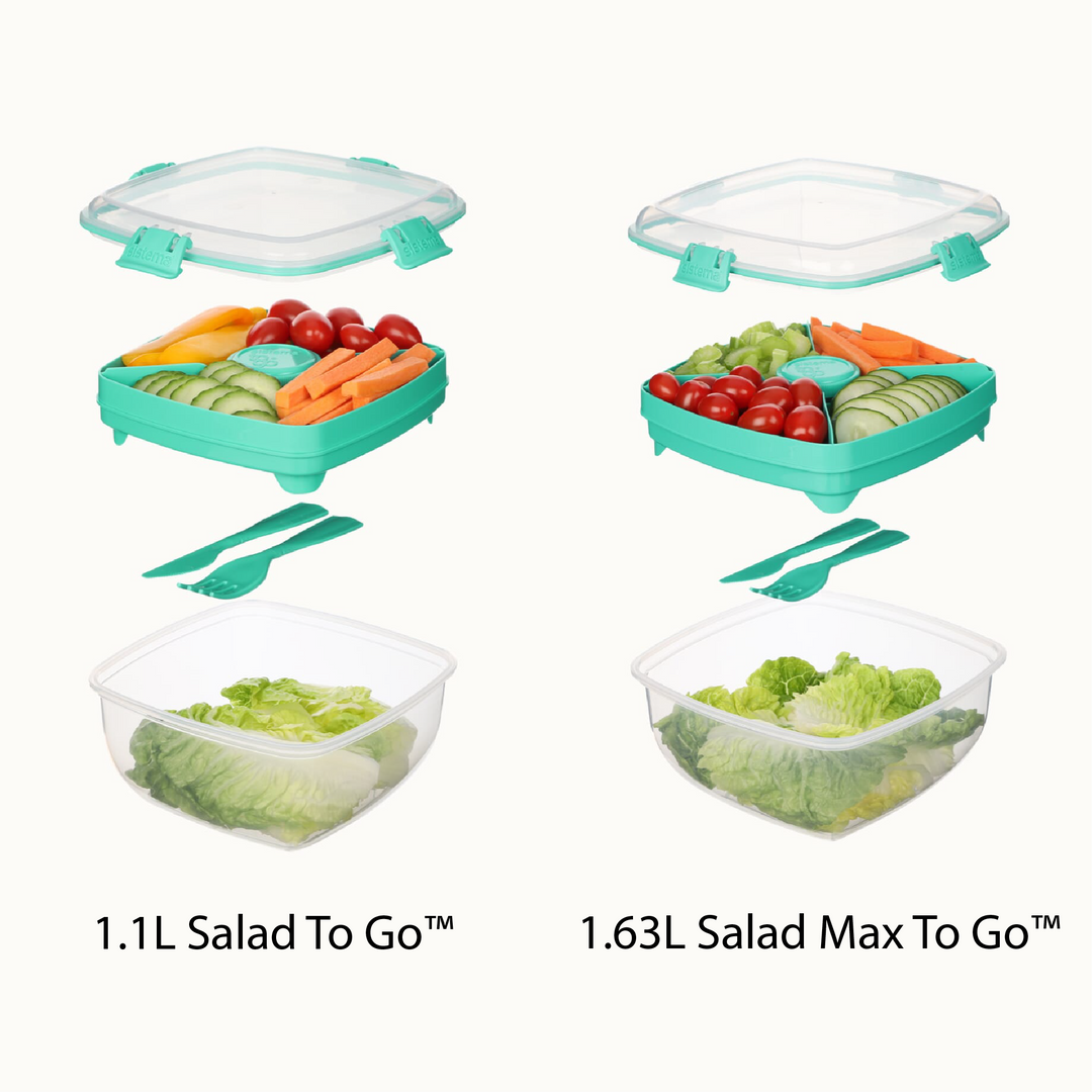 SISTEMA Salad To Go Box With Dividers Container For Dressing And Cutlery
