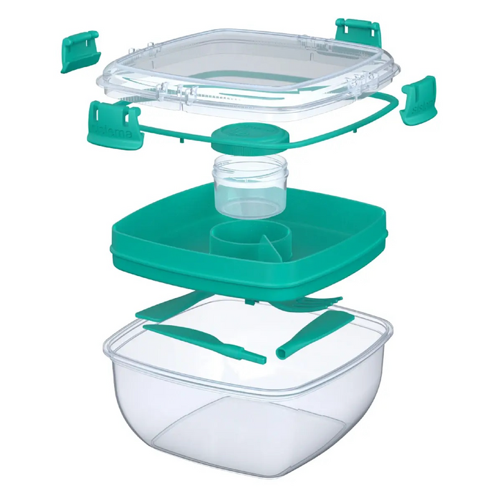 SISTEMA Salad To Go Box With Dividers Container For Dressing And Cutlery