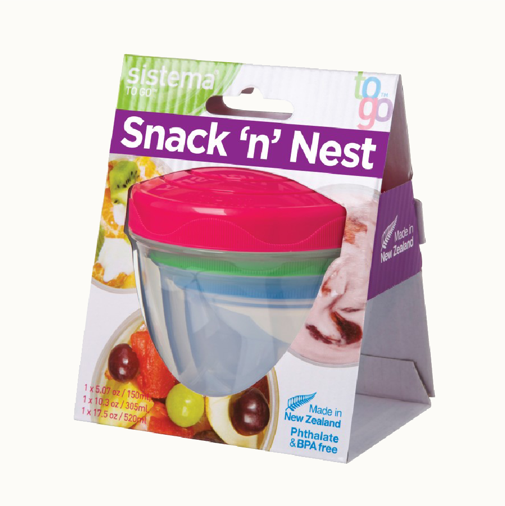 SISTEMA Snack 'N' Nest To Go Nestable Snack Containers 3 Pack