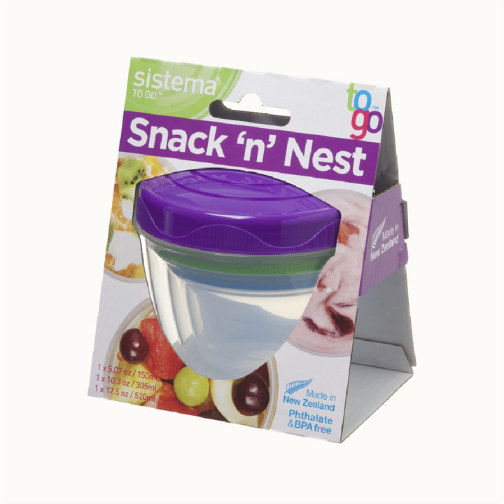 SISTEMA Snack 'N' Nest To Go Nestable Snack Containers 3 Pack