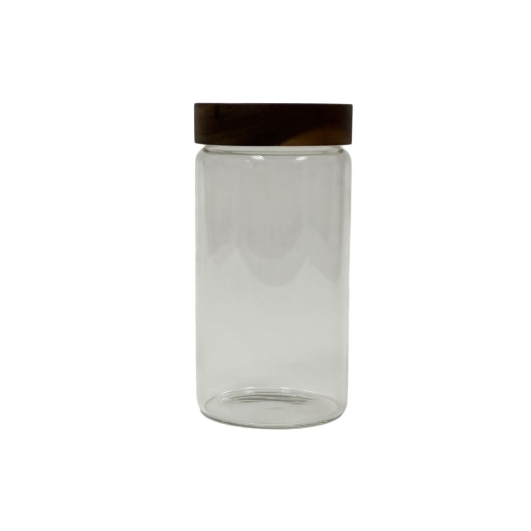 Lustroware High Borosilicate Glass Storage Jar with Acacia Lid