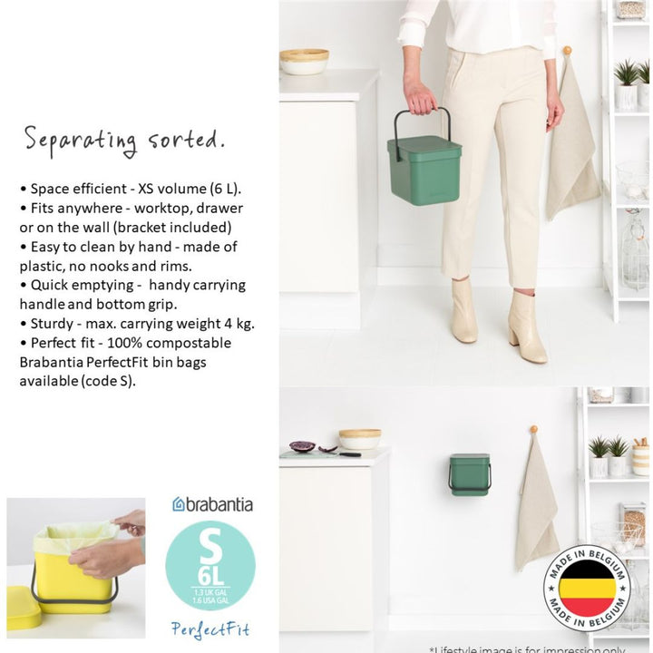 Brabantia Sort And Go Waste Bin XS 6L