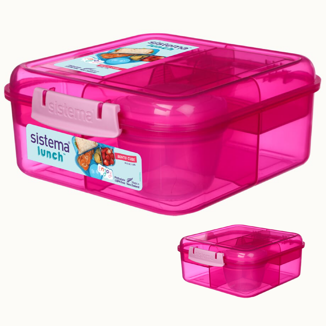 SISTEMA Kotak Makan Tengahari Plastik Gaya Bento Kiub Dengan Periuk Yogurt