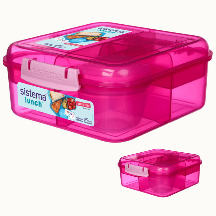 SISTEMA Kotak Makan Tengahari Plastik Gaya Bento Kiub Dengan Periuk Yogurt