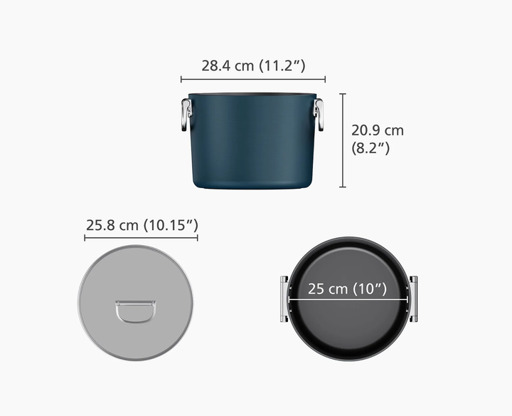 Joseph Joseph  Space Folding Handle Ceramic Non-stick 25cm Blue Stock Pot & Lid