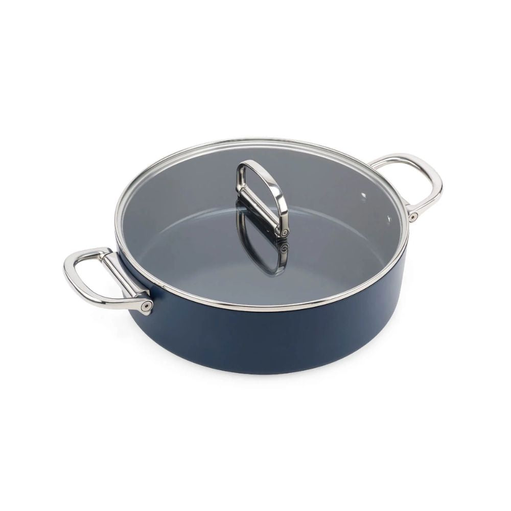 Joseph Joseph Space Folding Handle Ceramic Non-stick 28cm Blue Shallow Casserole Pan & Lid