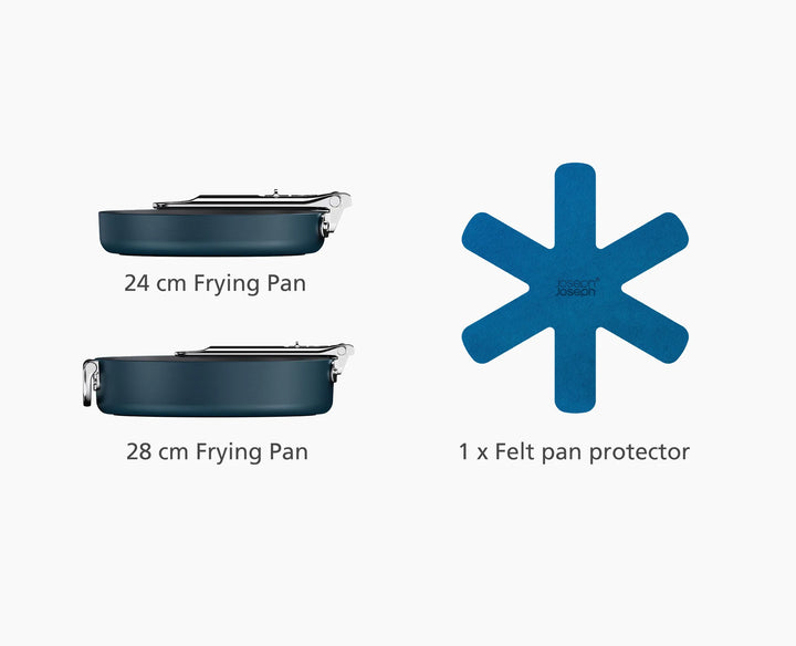Joseph Joseph Space Folding Handle Ceramic Non-stick 2-piece Blue Frying Pan Set