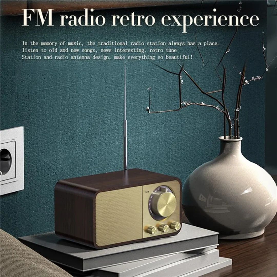 ONEDER JY-66 Retro Wooden Wireless Bluetooth FM Radio speaker