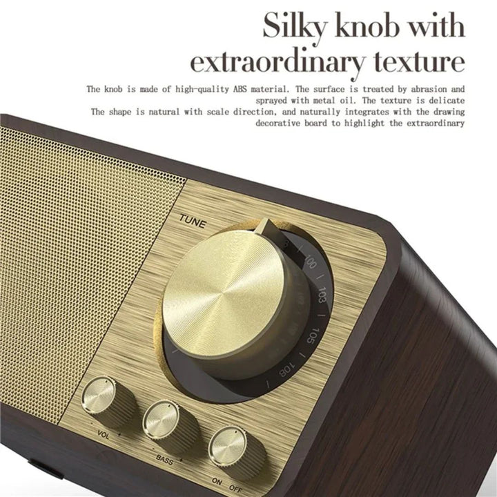ONEDER JY-66 Retro Wooden Wireless Bluetooth FM Radio speaker