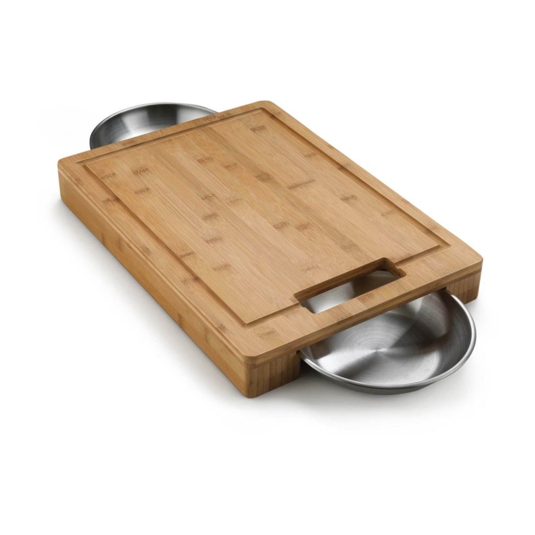 Napoleon Cutting Board With Stainless Steel Bowls