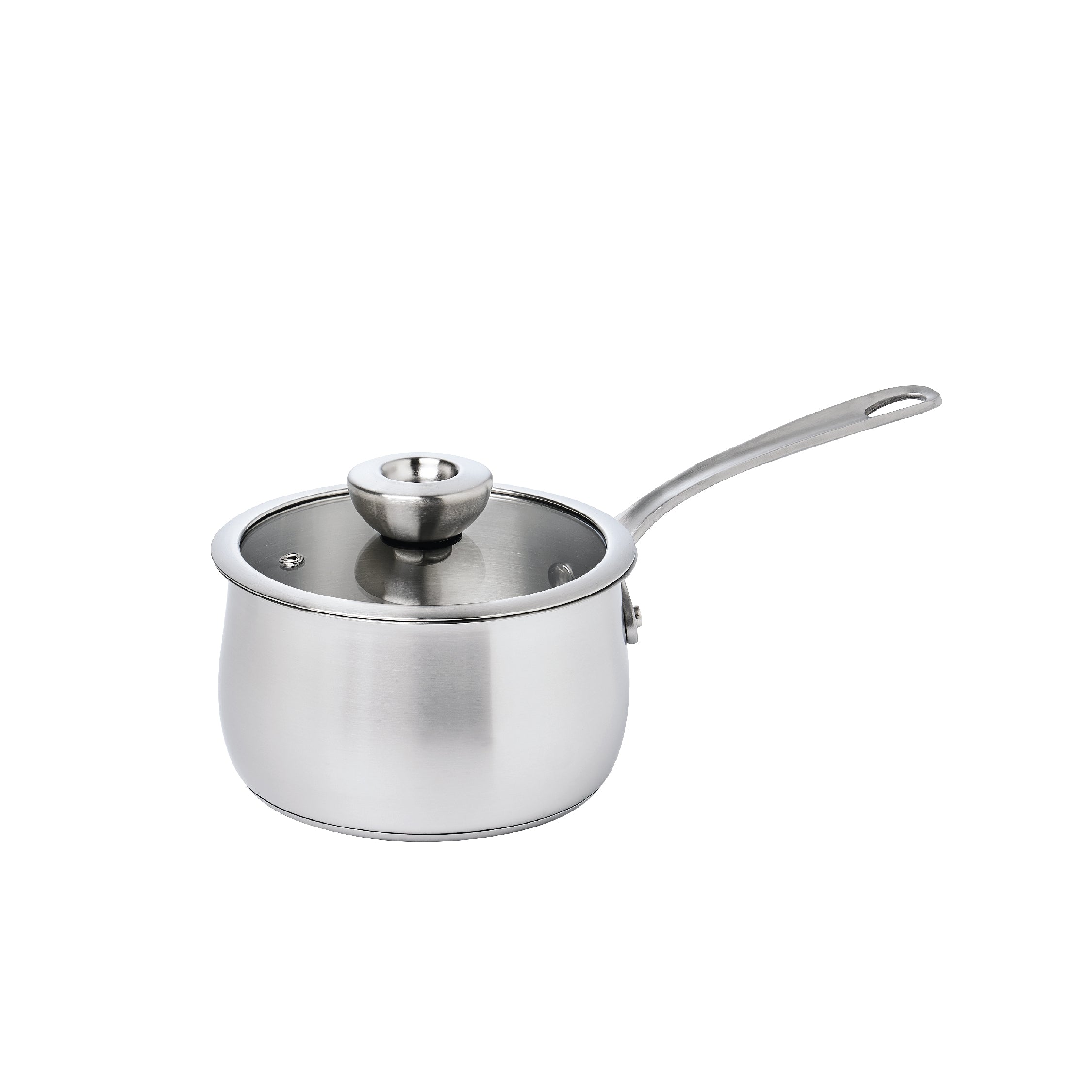 Meyer White Steel Stainless Steel Saucepan with Glass Lid