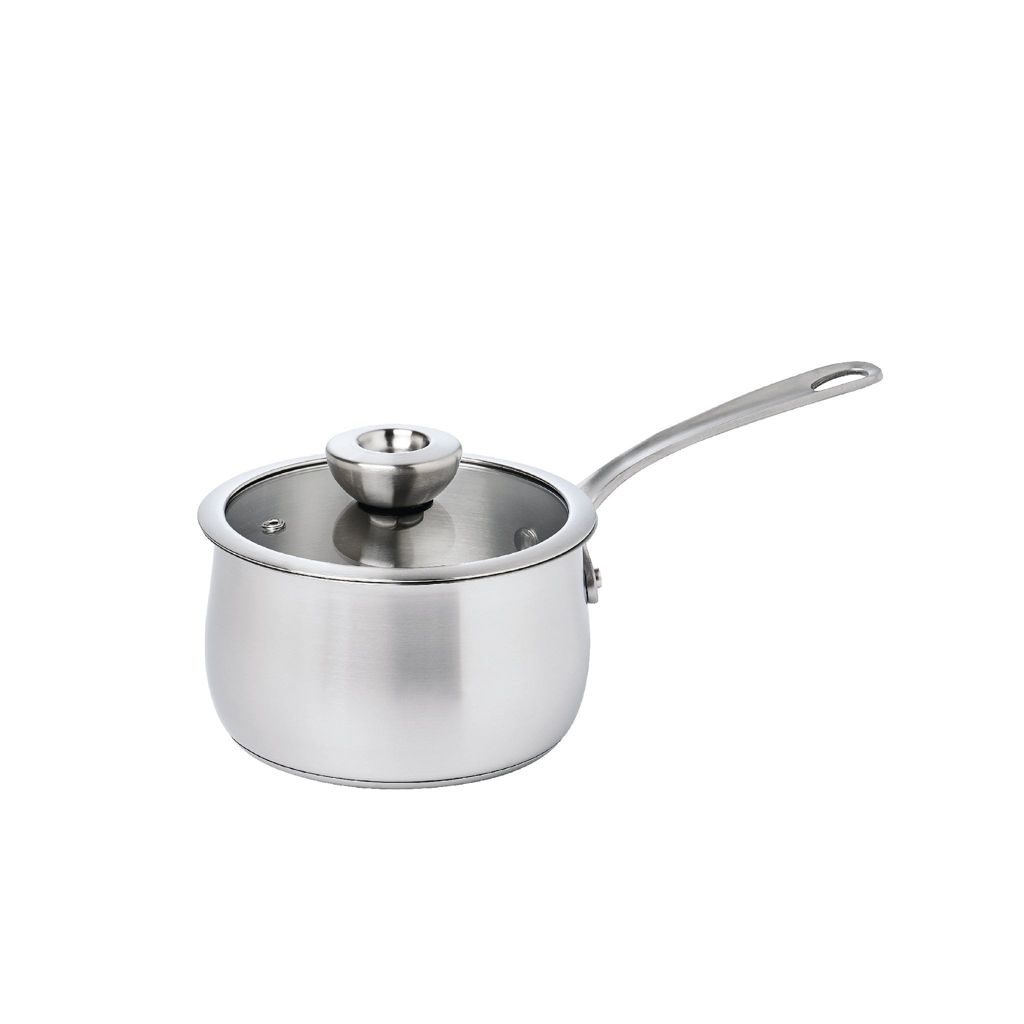 Meyer White Steel Stainless Steel Saucepan with Glass Lid