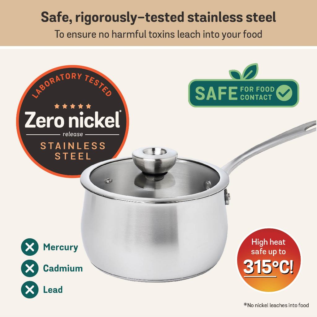 Meyer White Steel Stainless Steel Saucepan with Glass Lid