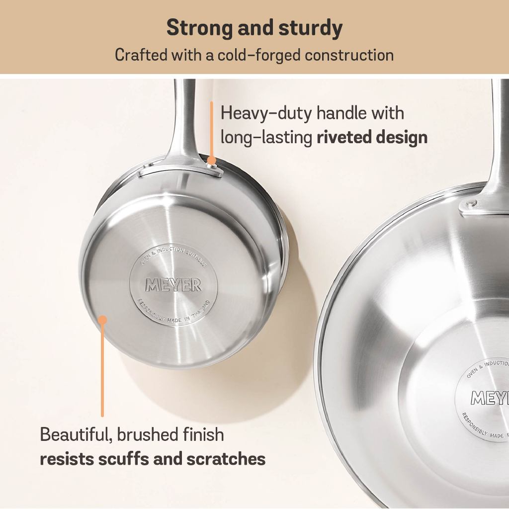 Meyer White Steel Stainless Steel Saucepan with Glass Lid