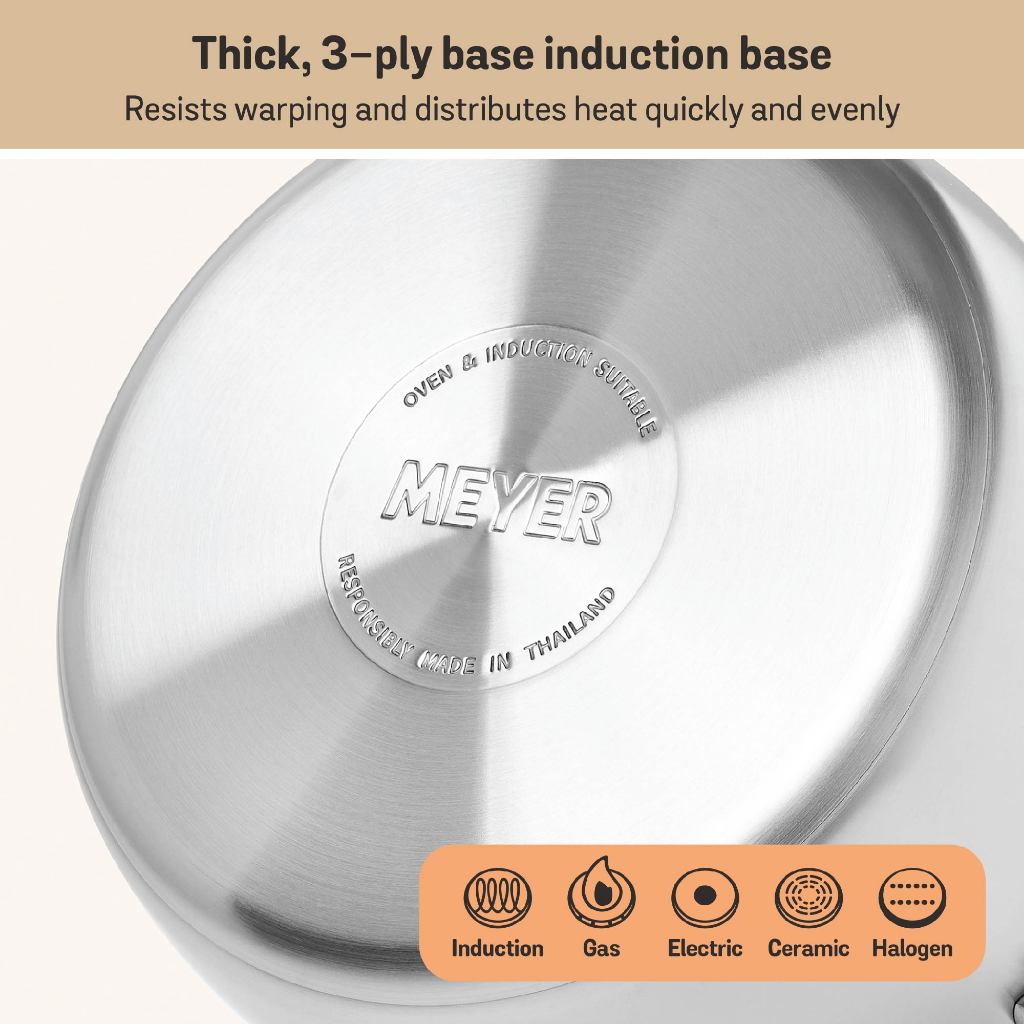 Meyer White Steel Stainless Steel Saucepan with Glass Lid