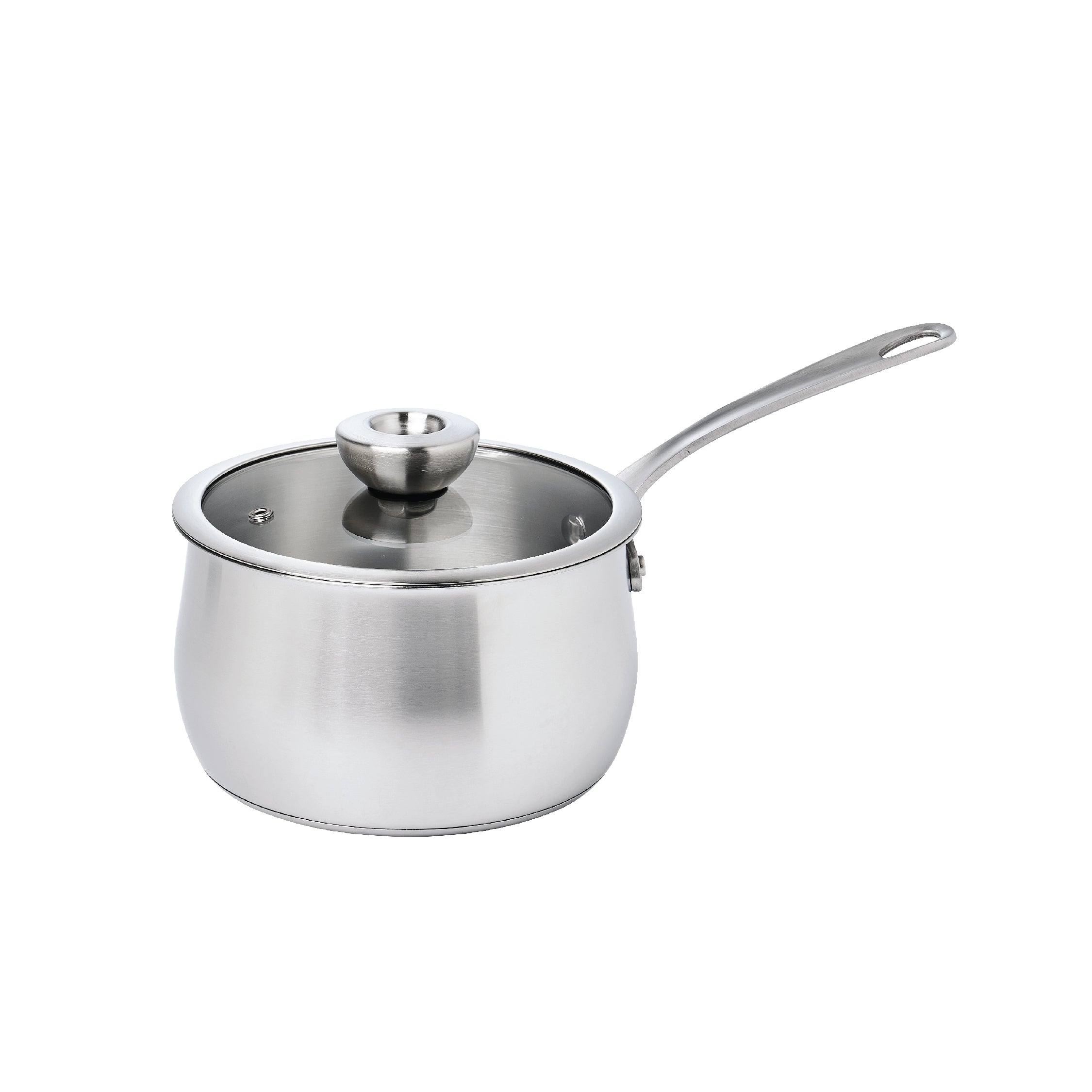 Meyer White Steel Stainless Steel Saucepan with Glass Lid
