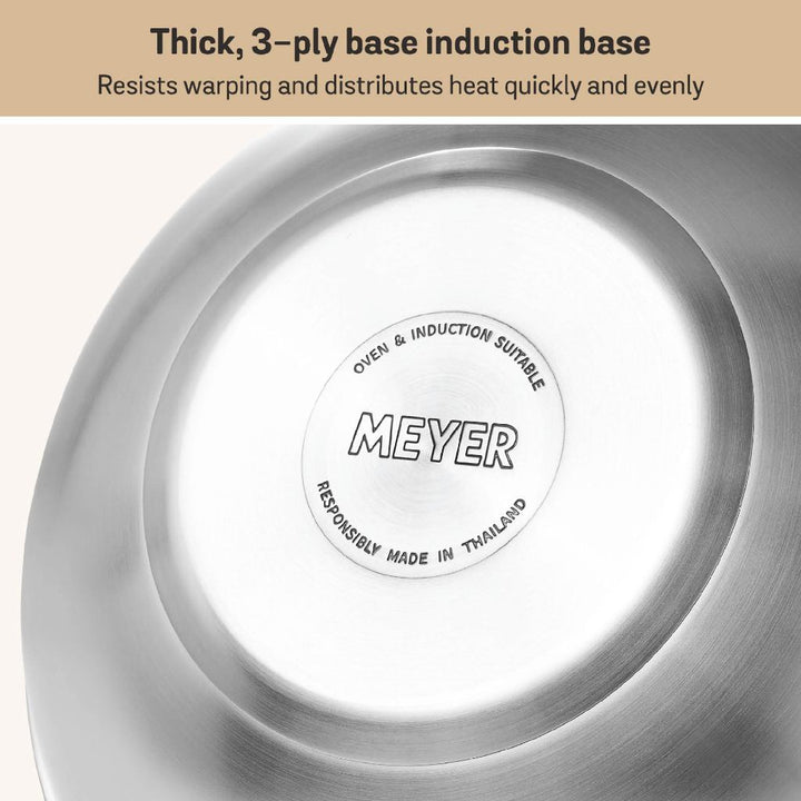 Meyer White Steel Stainless Steel 32cm Stirfry with Glass Lid and Helper Handle