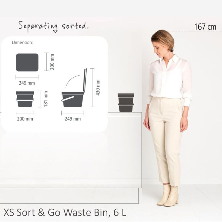 Brabantia Sort And Go Waste Bin XS 6L
