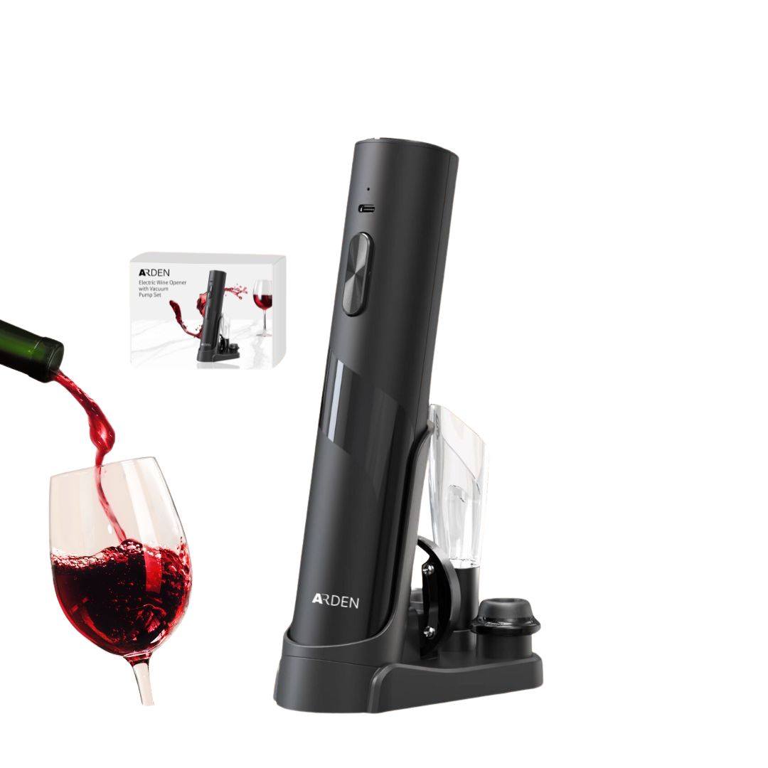 Arden 4-in-1 Rechargeable Electric Stainless Steel Wine Opener with Vacuum Pump Set