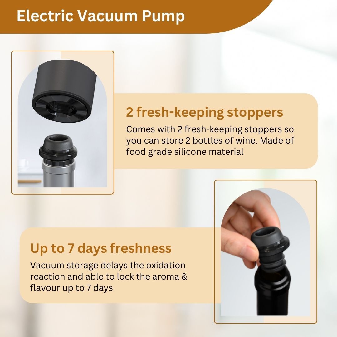 Arden 4-in-1 Rechargeable Electric Stainless Steel Wine Opener with Vacuum Pump Set