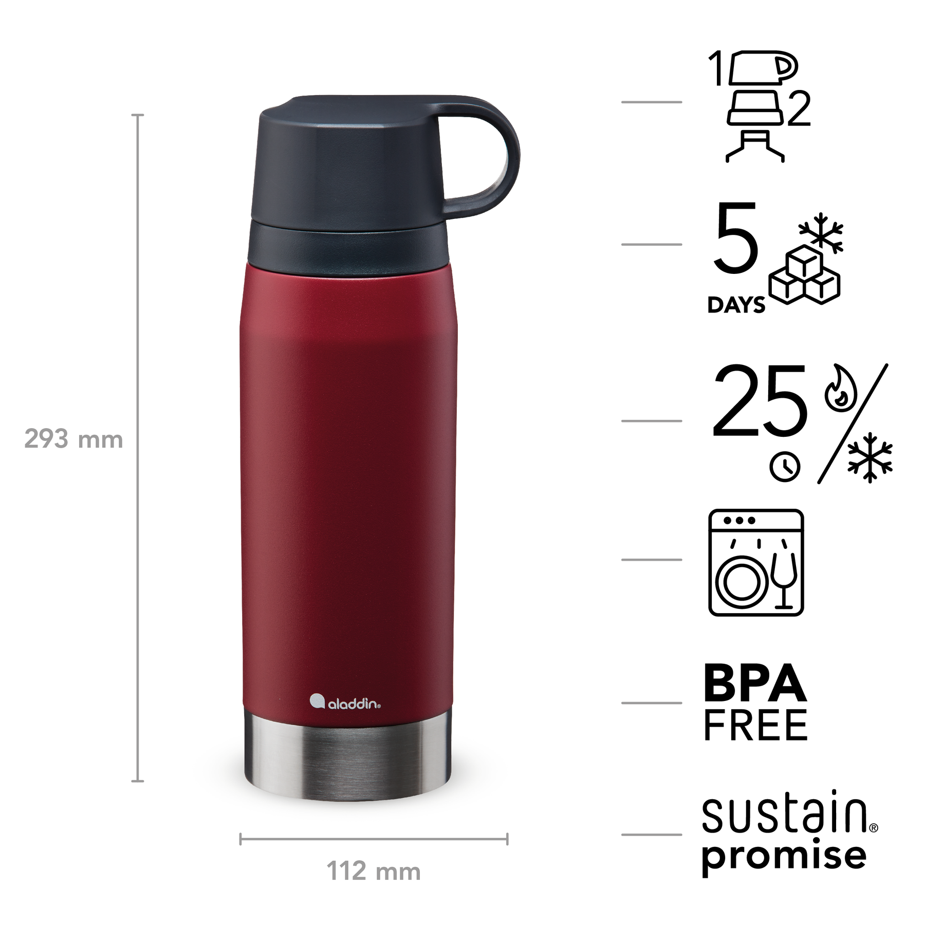 ALADDIN CityPark Thermavac Twin Cup Bottle 1.1L