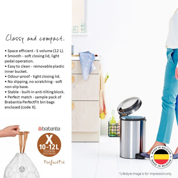 Brabantia NewIcon Pedal Bin S Soft Closing 12L