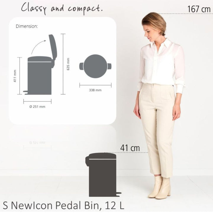 Brabantia NewIcon Pedal Bin S Soft Closing 12L