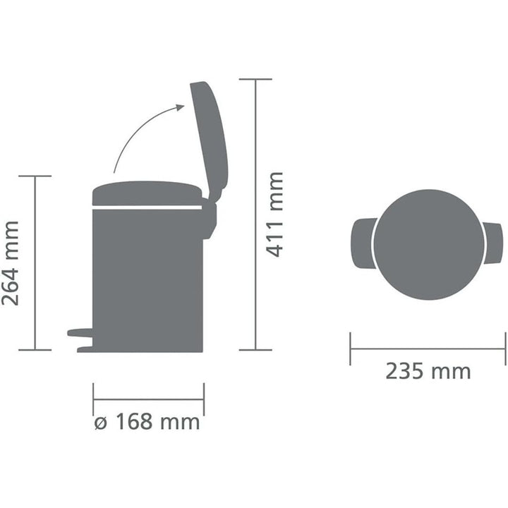 Brabantia NewIcon Pedal Bin XXS Soft Closing 3L
