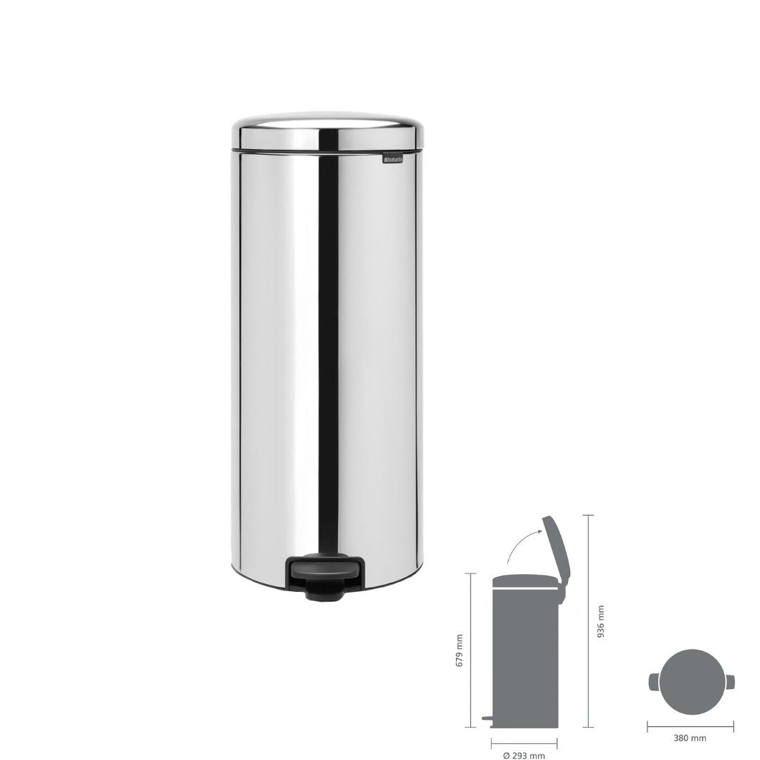 Brabantia Pedal Bin Newicon Soft Closing Brilliant Steel