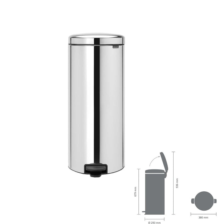 Brabantia Pedal Bin Newicon Soft Closing Brilliant Steel