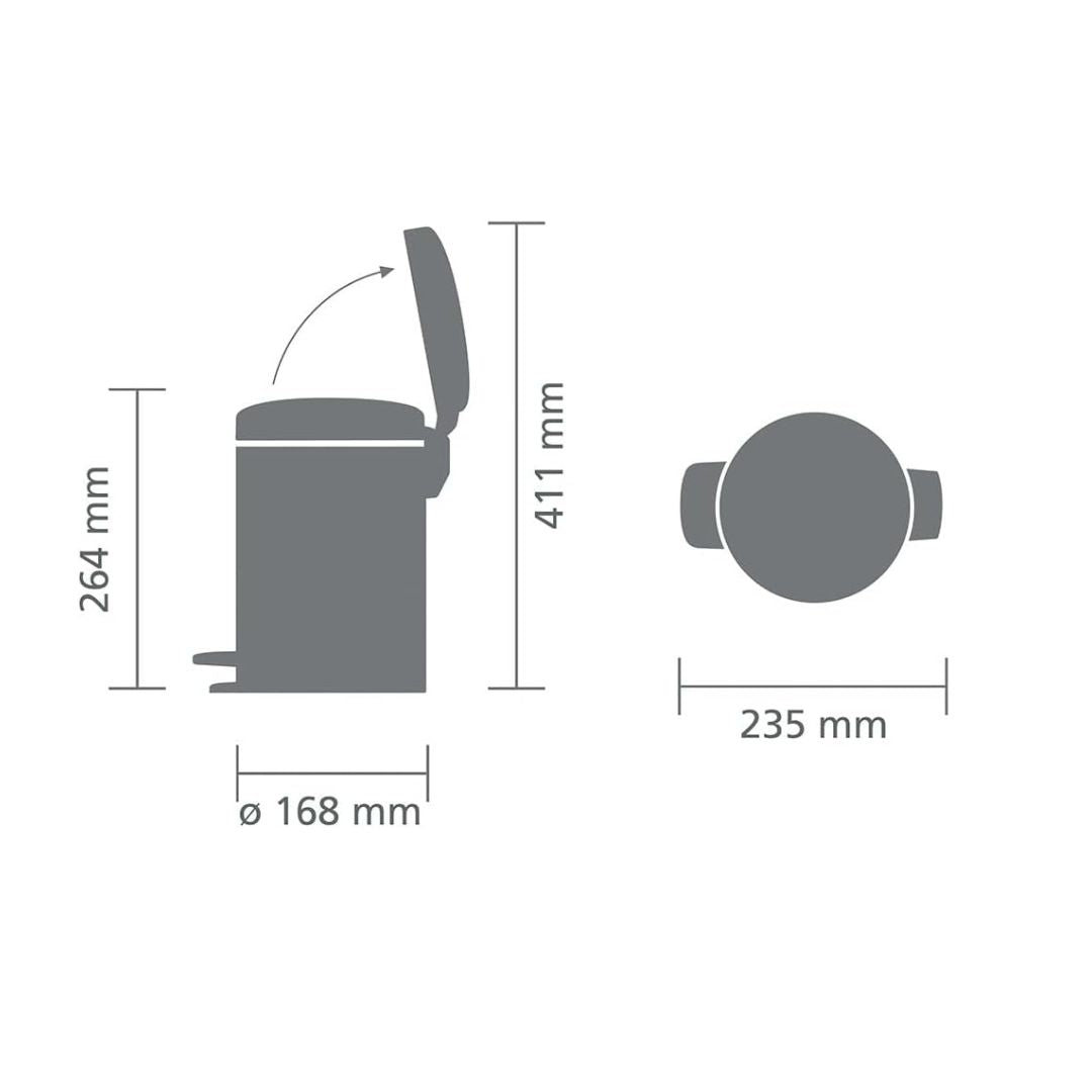 Brabantia Pedal Bin Newicon 3L Soft Closing Platinum