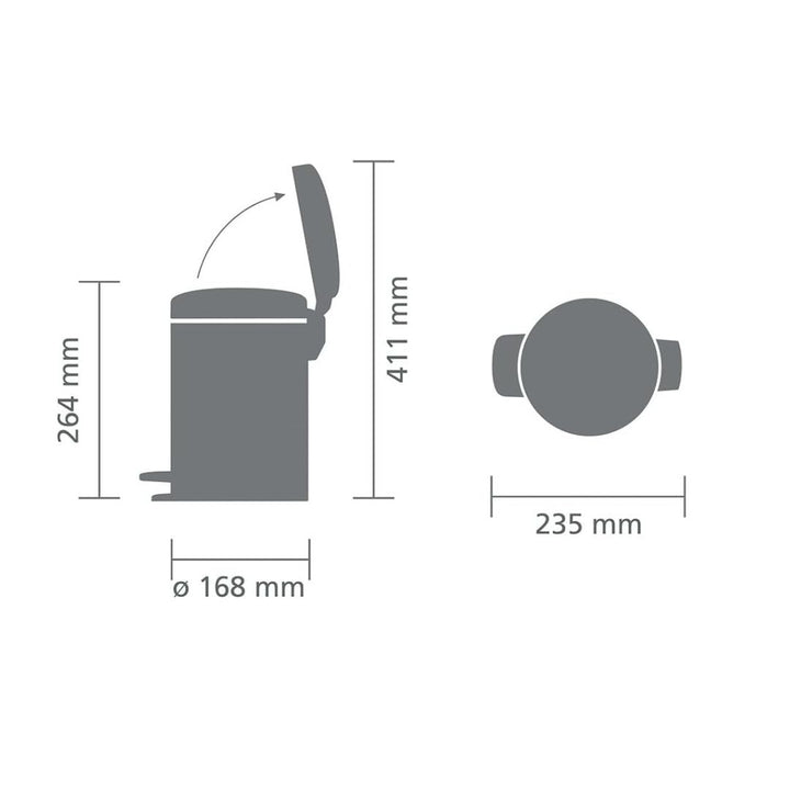 Brabantia Pedal Bin Newicon 3L Soft Closing Platinum