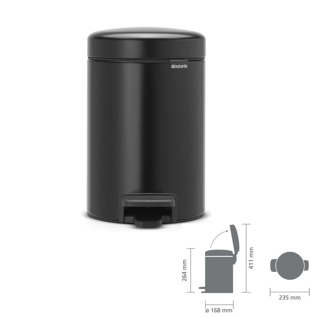 Brabantia Newicon Pedal Bin Soft Closing Matt Black