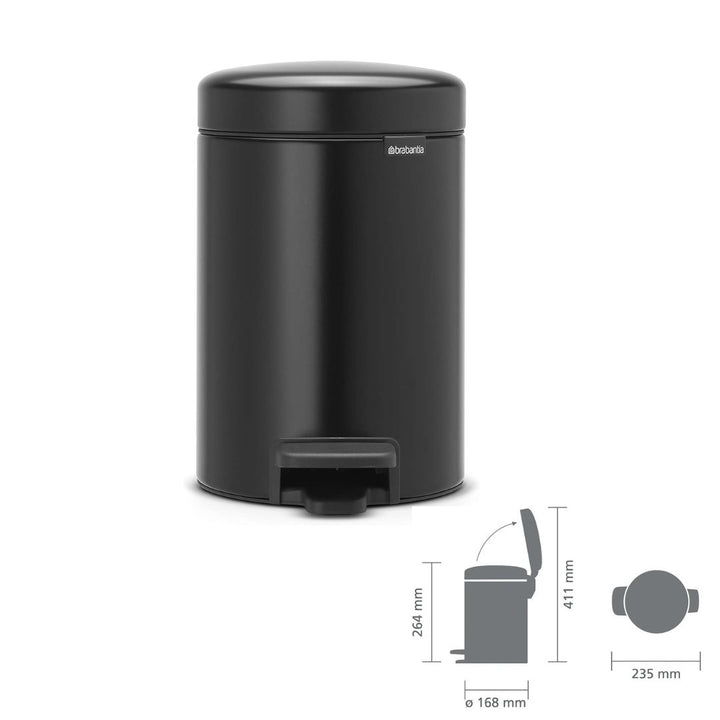 Brabantia Newicon Pedal Bin Soft Closing Matt Black