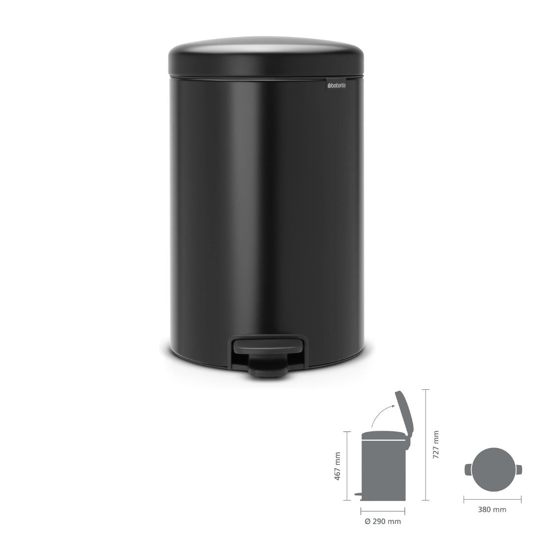 Brabantia Newicon Pedal Bin Soft Closing Matt Black