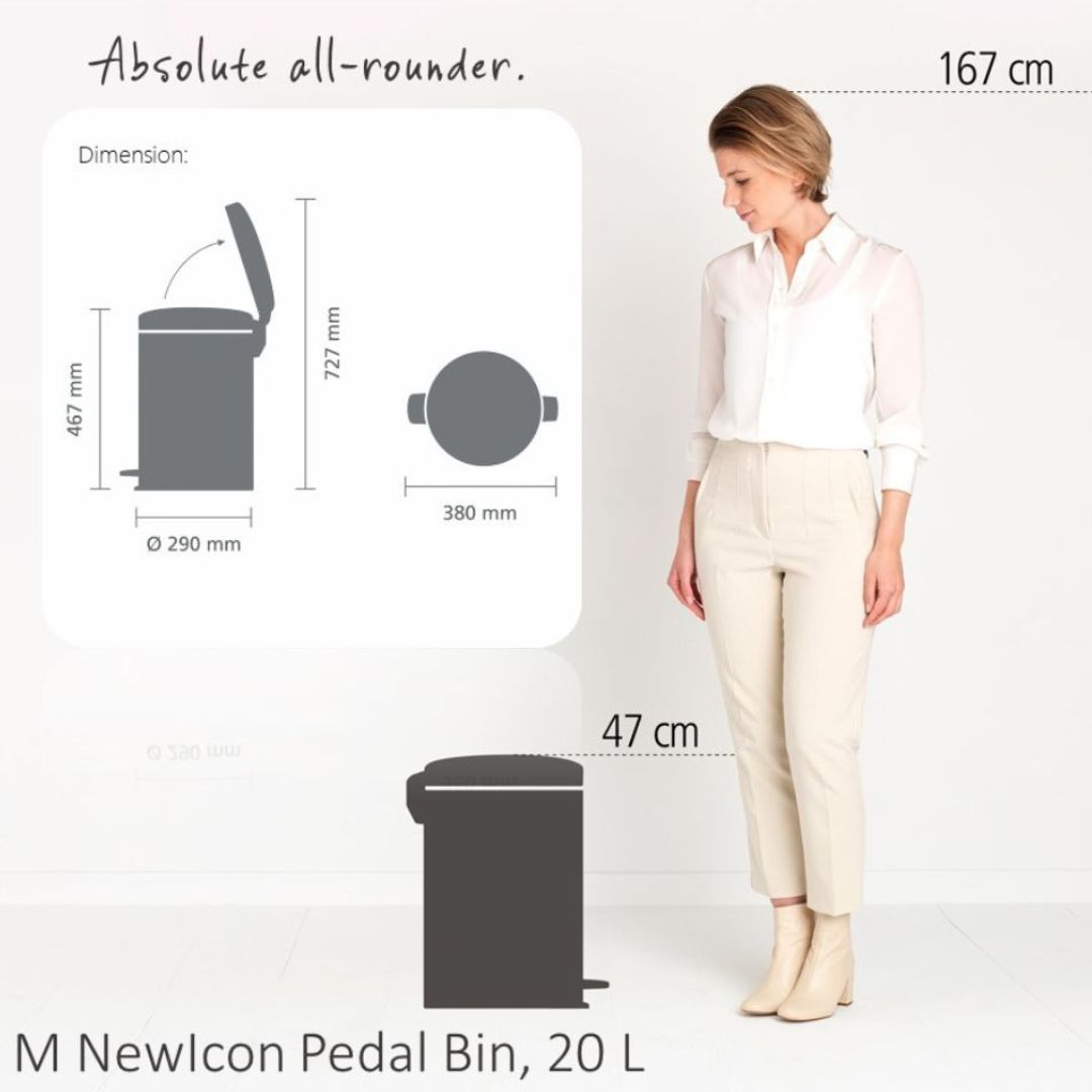Brabantia NewIcon Pedal Bin M Soft Closing 20L