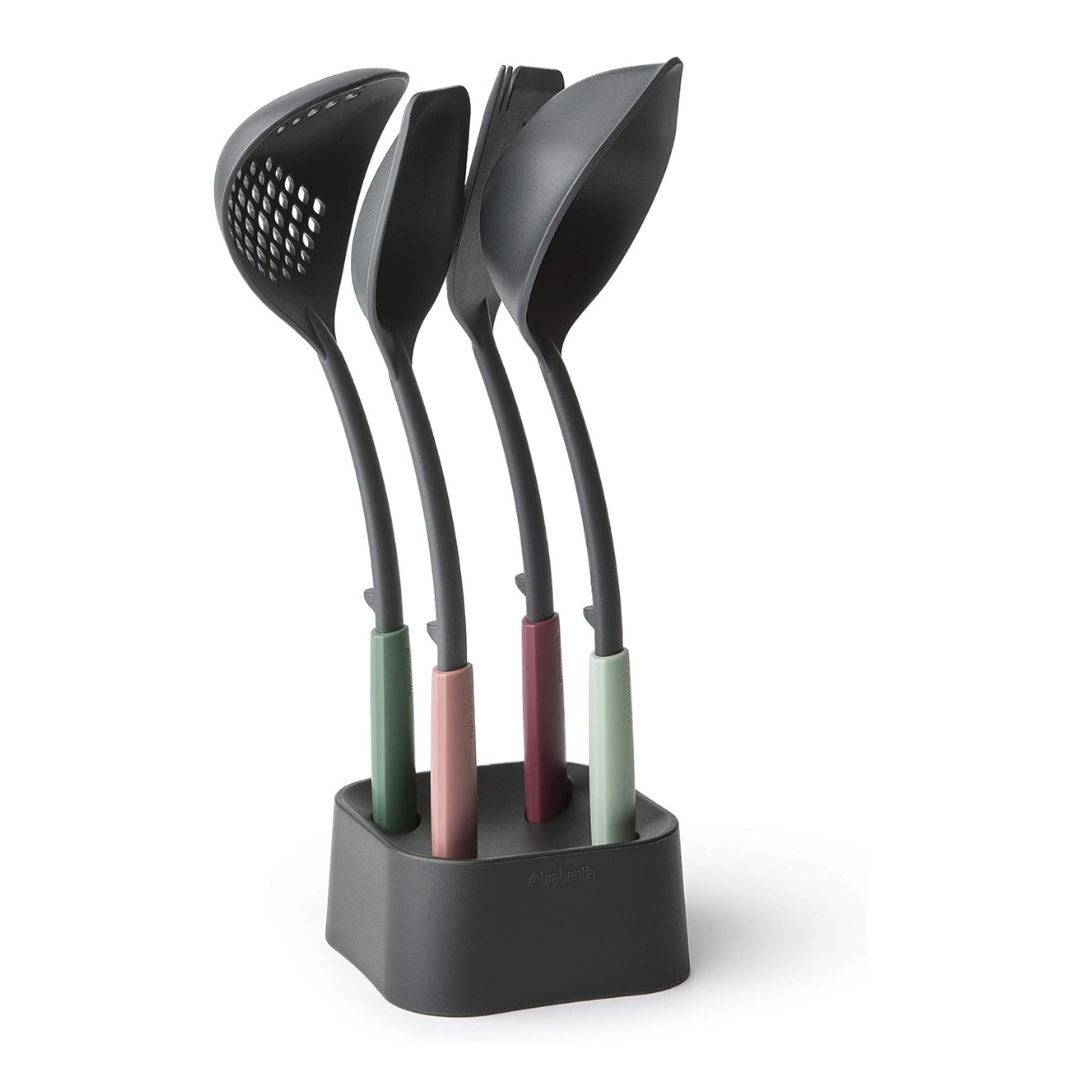Set of 5 Brabantia Tasty+ Kitchen Utensils Set with Stand