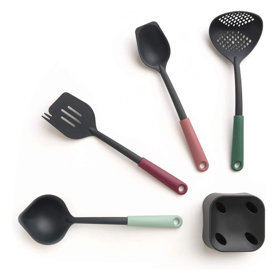 Set of 5 Brabantia Tasty+ Kitchen Utensils Set with Stand