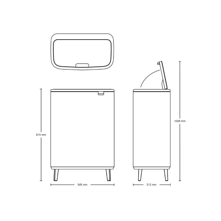 Brabantia Bo Touch Bin Hi with 1 Inner Bucket 60L