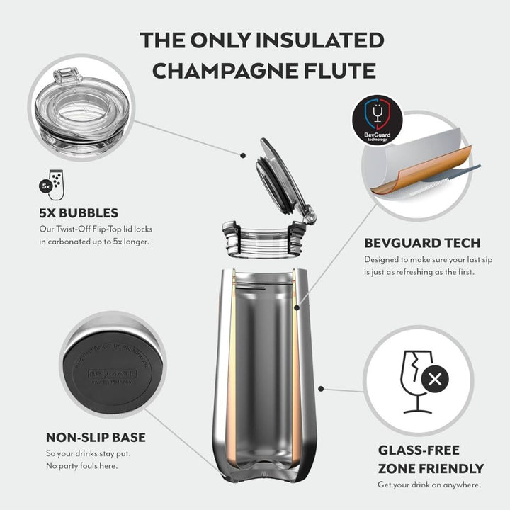 Brumate Flute Insulated 12oz Champagne Flute Glitter