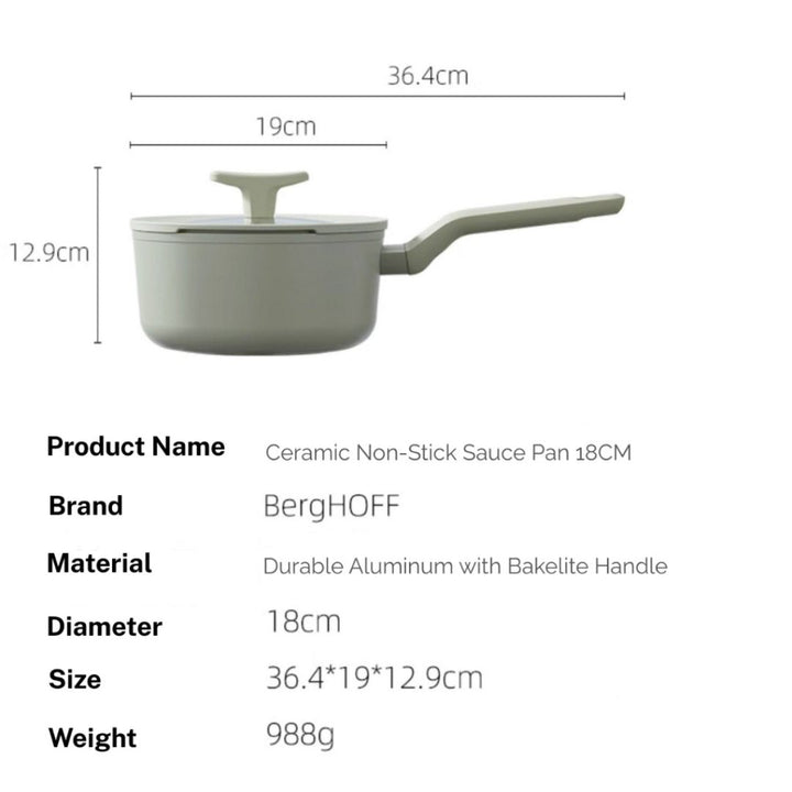 Berghoff Covered Saucepan Non-Stick Balance Ivory 18CM