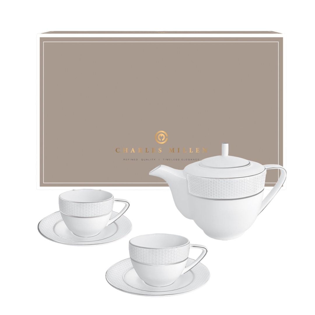 Charles Millen Signature Fine Bone China Collection Vogue Series 3 Piece Entrée Tea Set