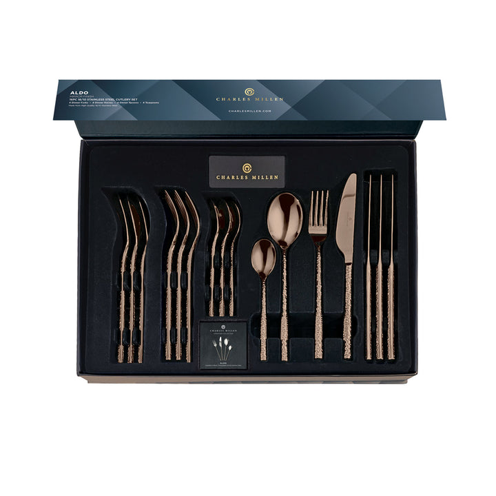 Charles Millen Signature Collection Aldo Mirror Finished Stainless Steel Cutlery Set 16pc